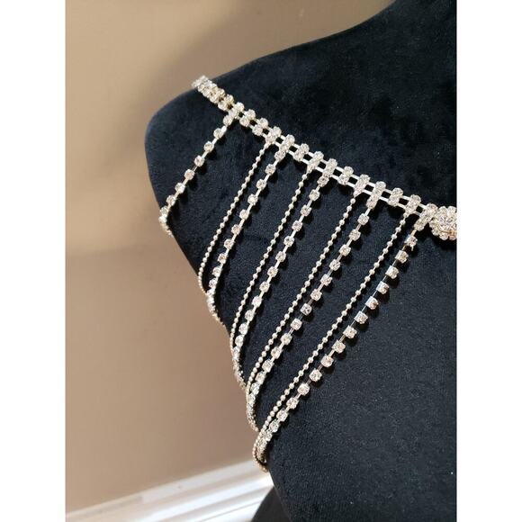 Womens Multilayer Rhinestone Shoulder Chain Lingerie Decorative Bridal Jewelry - Picture 4 of 7